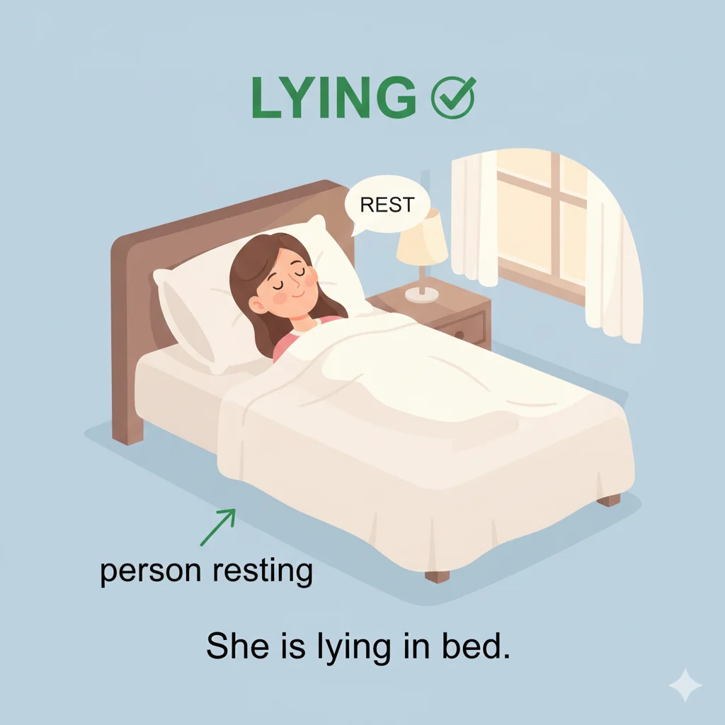 laying or lying in bed