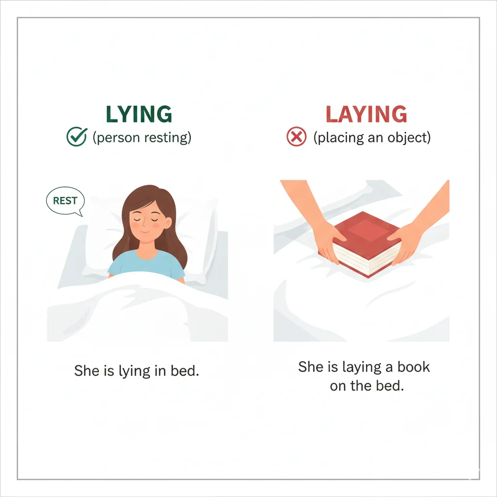 laying or lying in bed