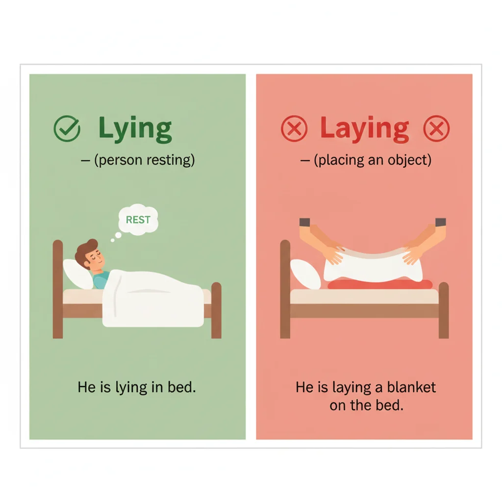 laying or lying in bed